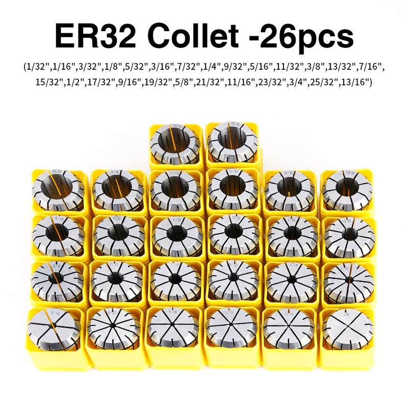 SILIVN 26PCS ER32 Spring Collet Set for CNC Engraving Machine & Milling Lathe Tool Workholding Engraving Collets - Image 2